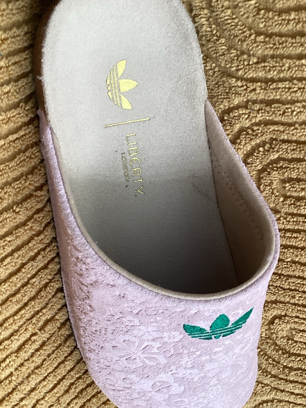 adidas Lavender Floral Embossed Women's Slip-On Slides - Picture 4 of 8